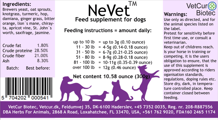 VetCur NeVet Dog - Herbs for Animals